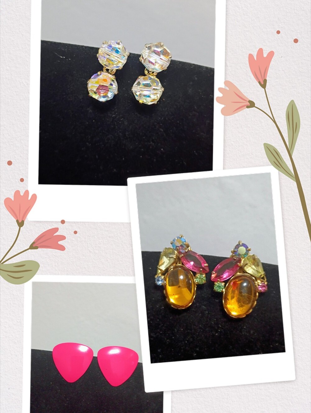 Three pairs of Vintage Clip On Earrings